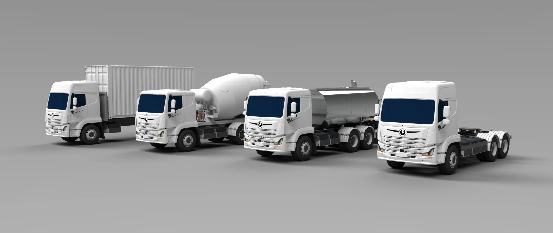 Kahu EV EK18 truck lineup showing production scale
